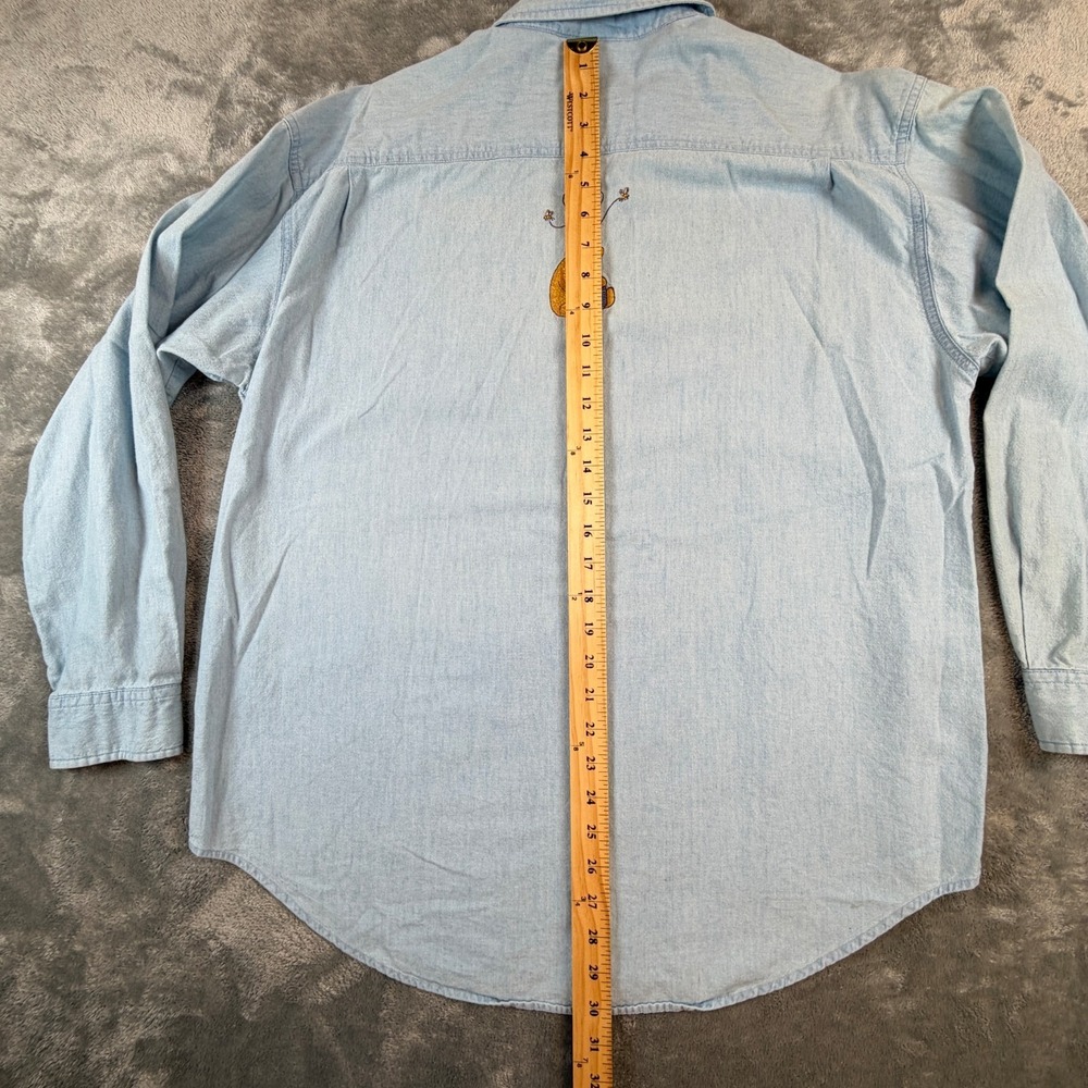 VTG Winnie The Pooh Denim Shirt Women's Large / XL Disney by PBJ Sport 90s - Picture 12 of 15